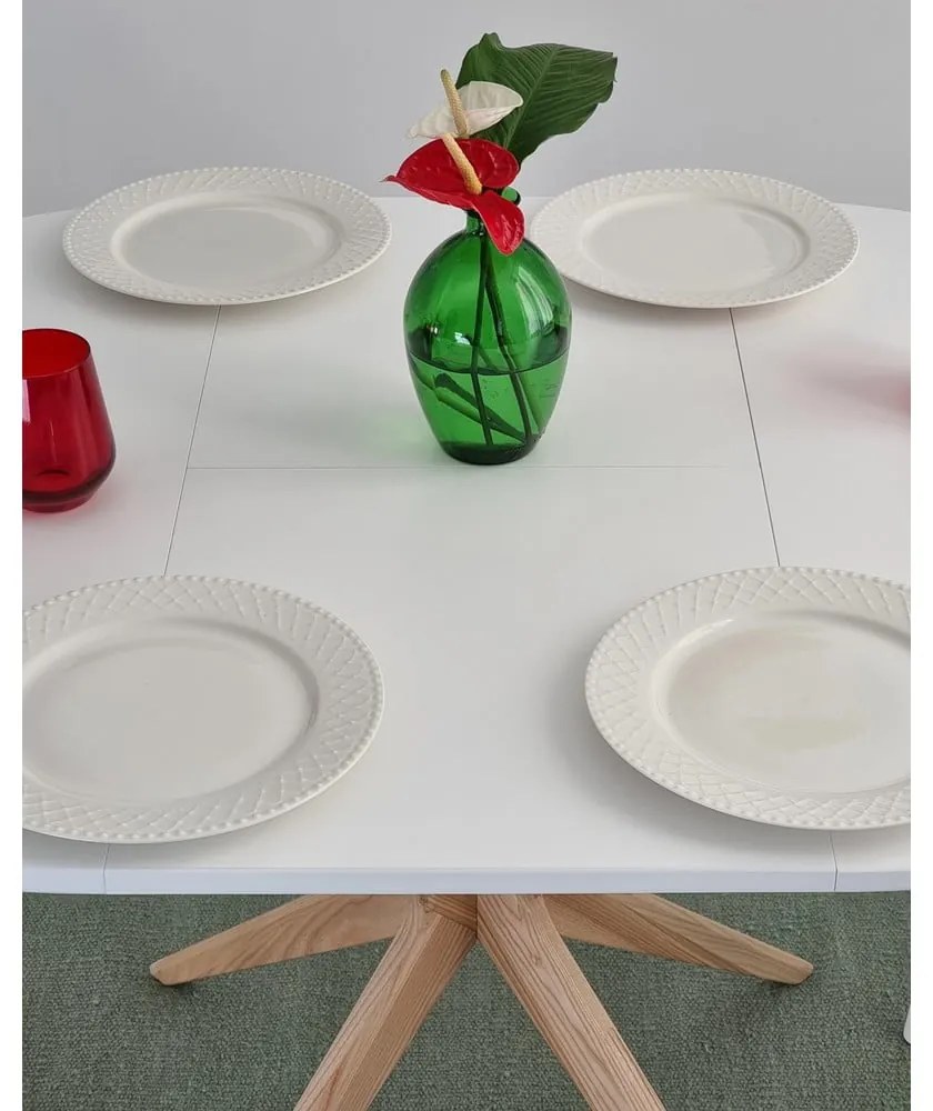 Masă de dining rotundă extensibilă cu blat suplimentar ø 90 cm Jubi – Ragaba