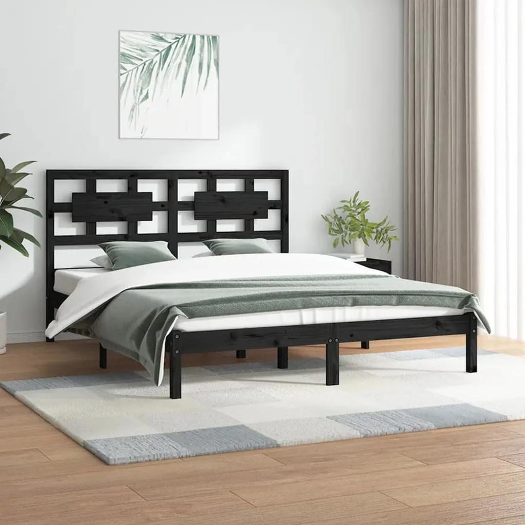 3107352 vidaXL Cadru de pat, negru, 120x200 cm, lemn masiv de pin