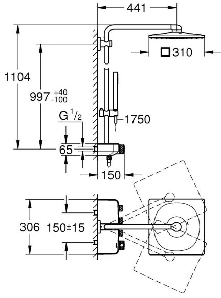 GROHE 26508000 - Sistem de duș EUPHORIA SMARTCONTROL 310 CUBE, crom lucios