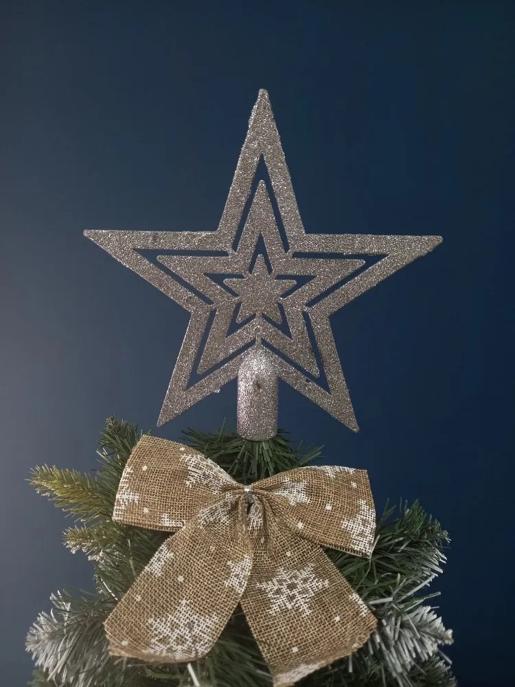 Spitz pentru brad - stea 20cm Argintiu