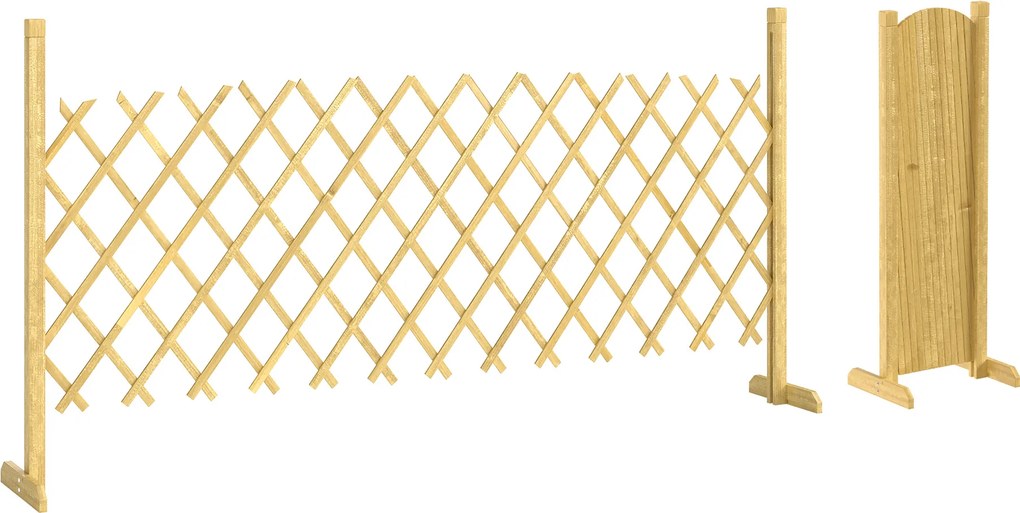 Outsunny Barieră extensibilă din lemn de brad 180 cm, bază stabilă, pentru interior exterior balcon grădină, 180x30x90cm, natural | Aosom Romania