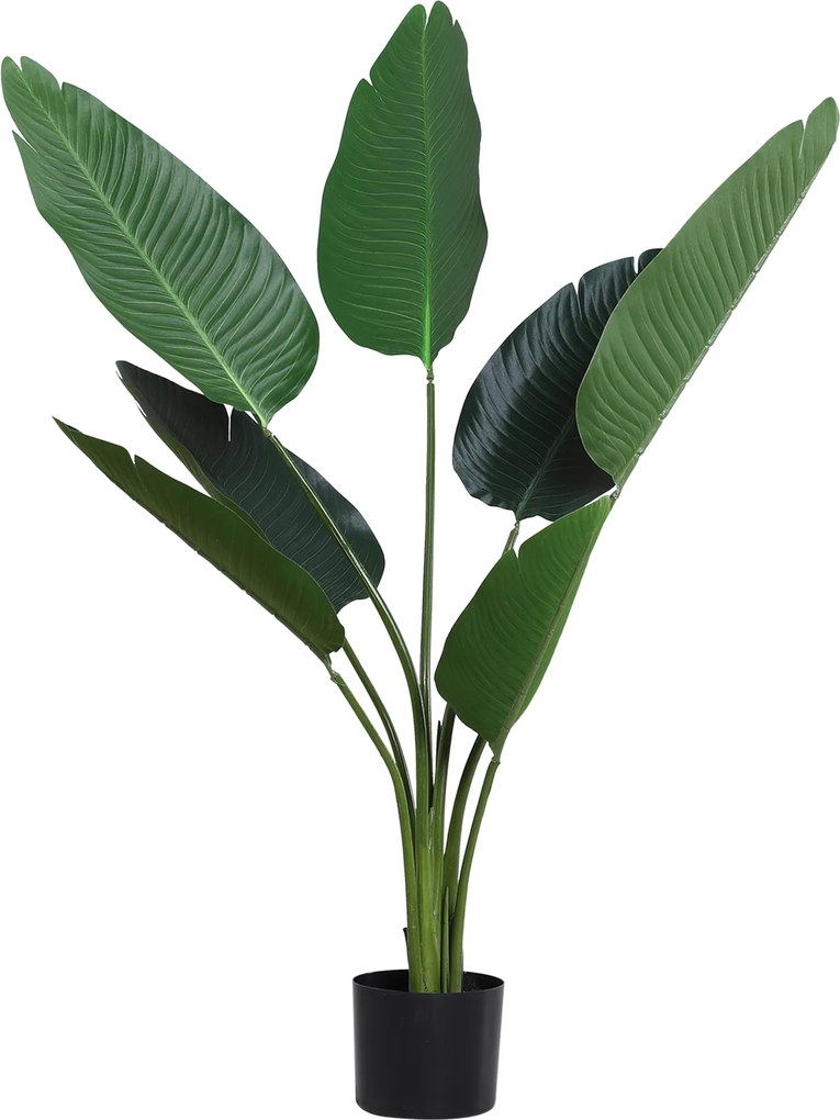 Outsunny Planta Artificiala Pasarea Paradisului Inalta 120cm, Planta Artificiala Strelitzia pentru Interior si Exterior cu Ghiveci | Aosom Romania