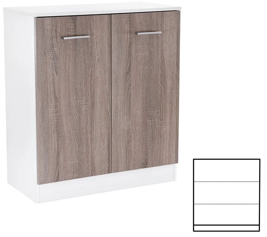 Comodă Miami cu 2 uși 80x92 cm stejar York-alb