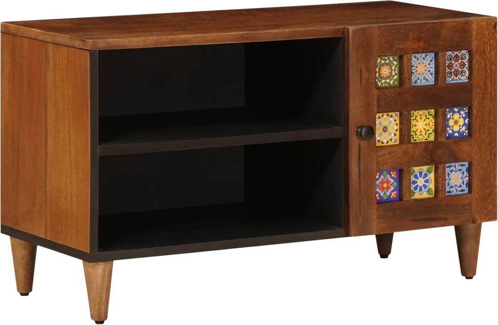 vidaXL Cabinet TV cu ușă castan 80 x 33 x 46 cm Lemn de mango solid