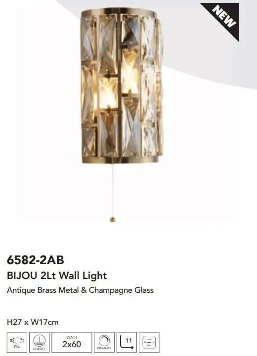Aplica de perete design modern Bijou alama antic/ champagne