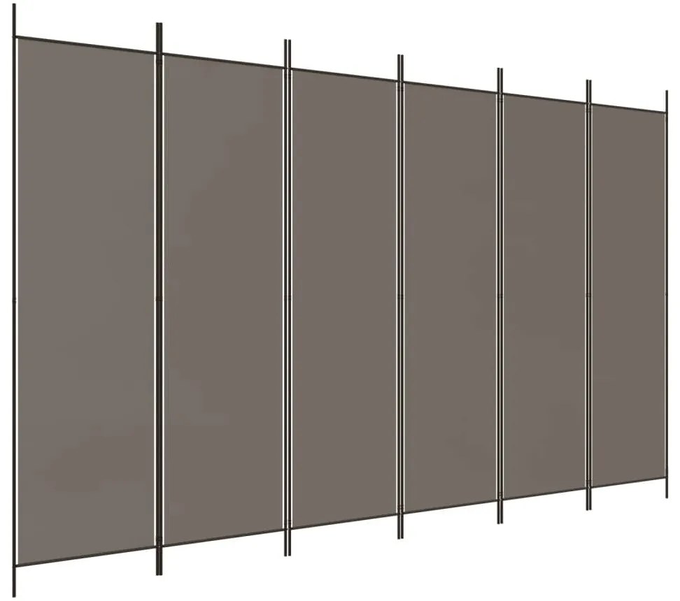 350192 vidaXL Paravan de cameră cu 6 panouri, antracit, 300x200 cm, textil