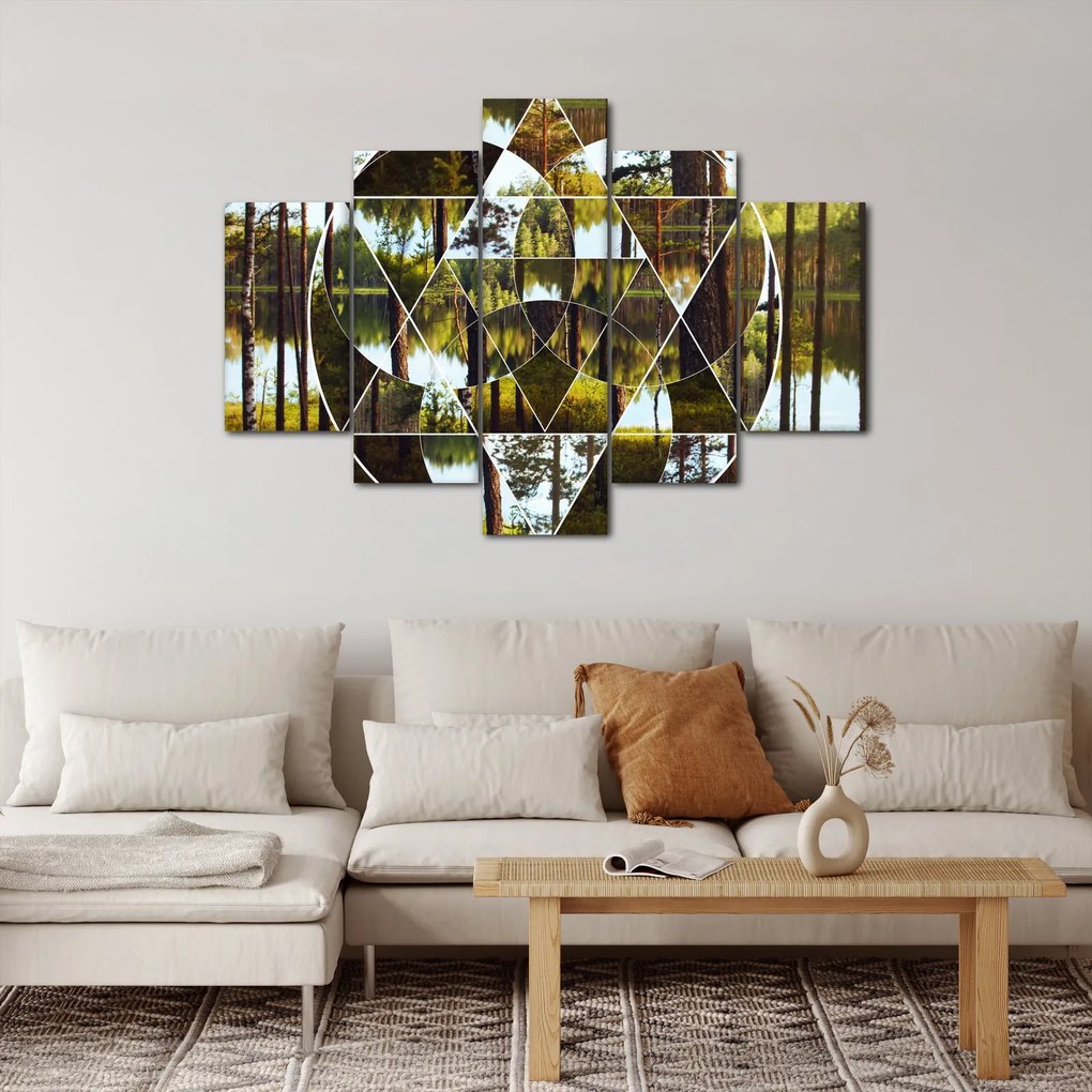 Tablou - Colaj geometric pe fundalul pădurilor nordice (150x105 cm)