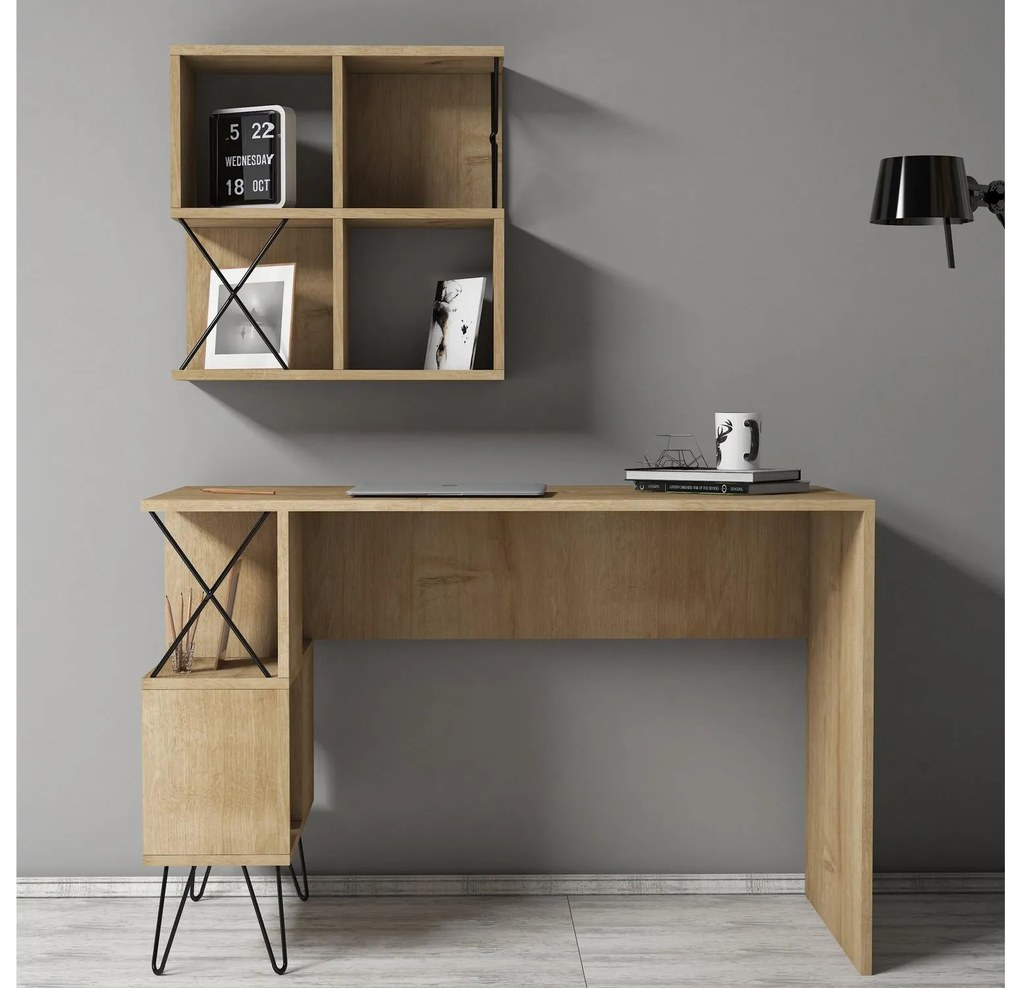 Set mobilier pentru birou Likime 1 (stejar + negru) . 1095023