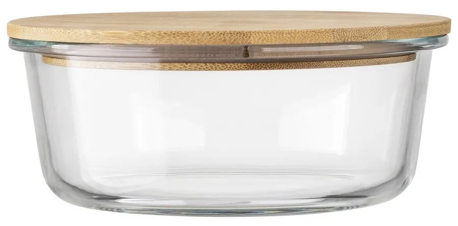 Recipient de sticlă cu capac din bambus Florina Clavato, 390 ml, S