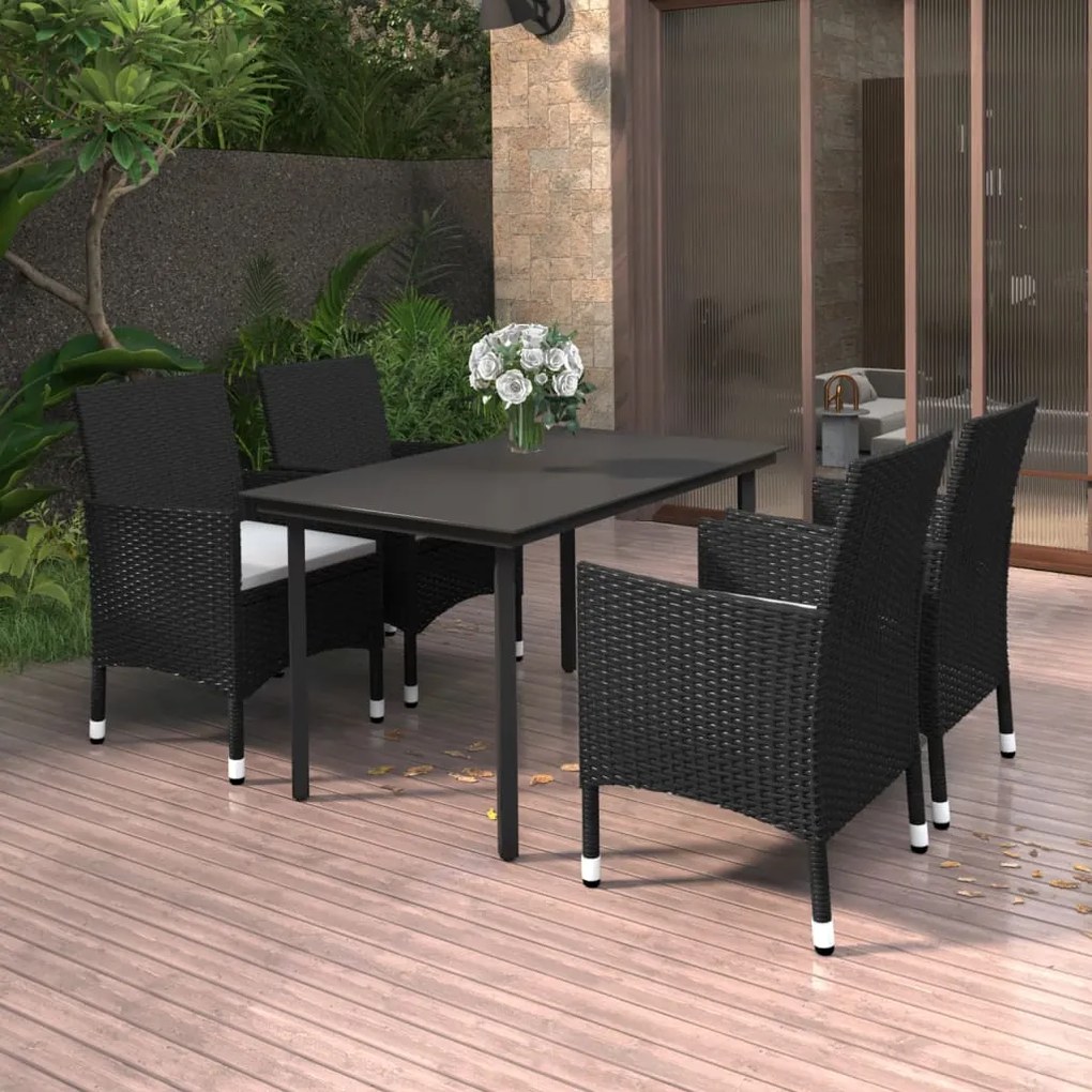 vidaXL Set mobilier de grădină cu perne 5 piese poliratan &amp; sticlă