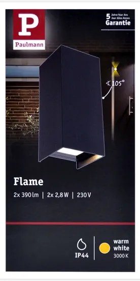 Aplică de exterior Paulmann 94326 2xLED/2,8W IP44 FLAME 230V