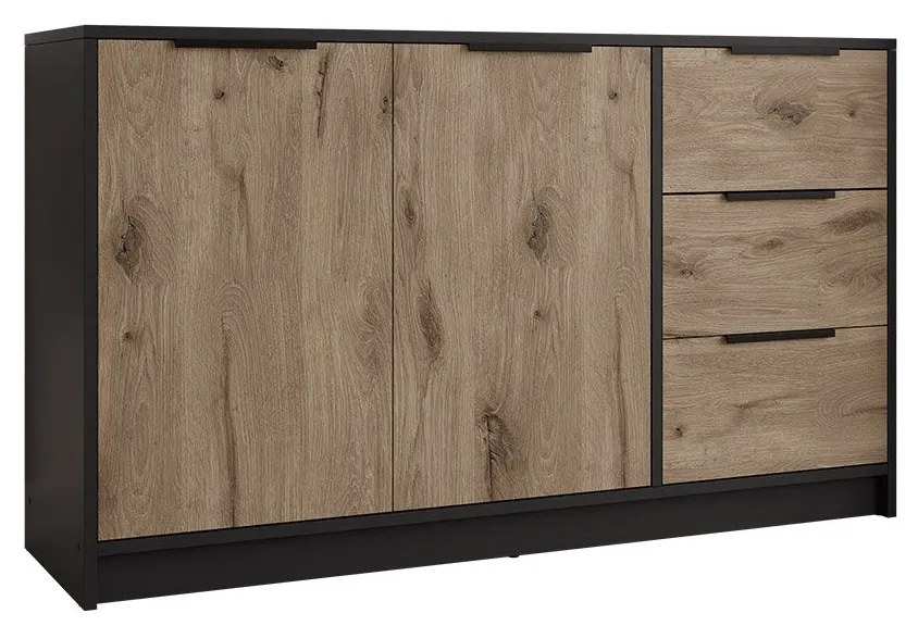 Comodă Pengasa 2D3S (Negru + Stejar viking) . 1103666