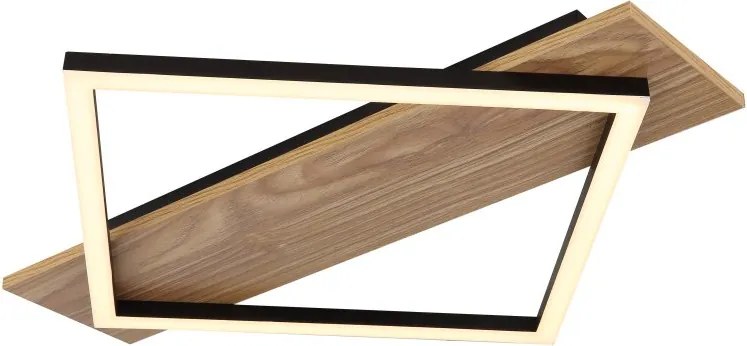 Plafoniera LED metal negru, MDF aspect de lemn BEATRIX I