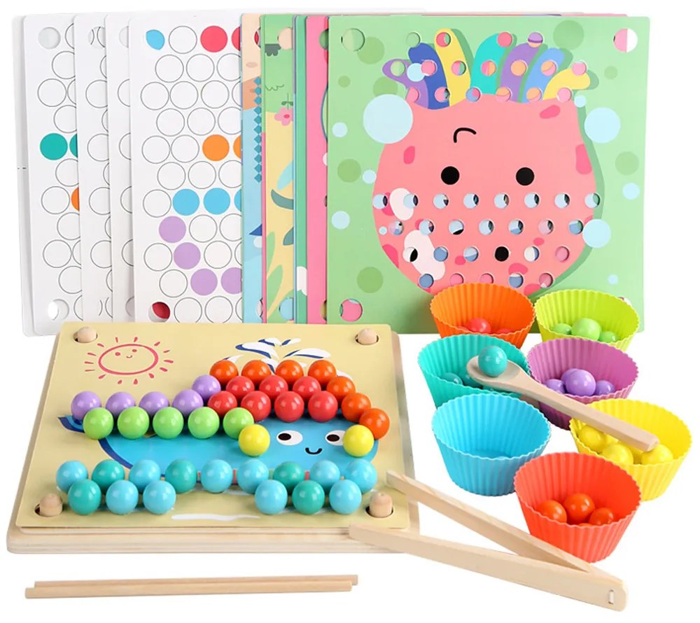 Puzzle cu bile, jucărie din lemn Montessori