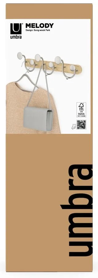 Cuier de perete alb/în culoare naturală din aluminiu Melody – Umbra