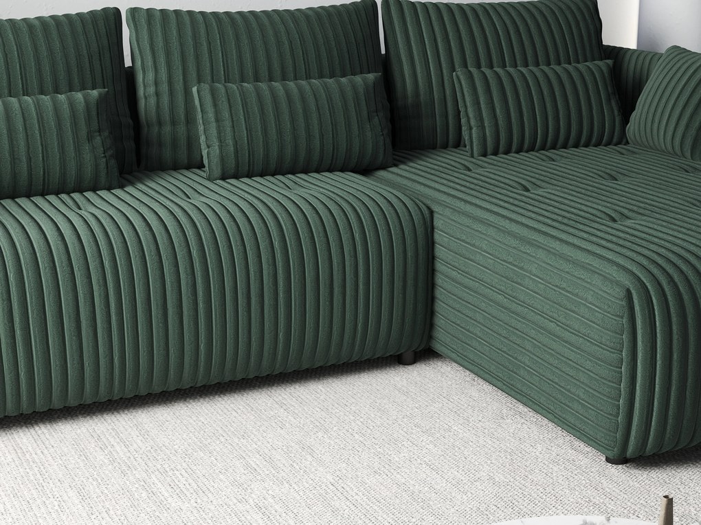 Colțar extensibil dumonde cu ladă de depozitare si sezut confortabil din spuma high-density, Malta Ambience Verde 235x185 cm
