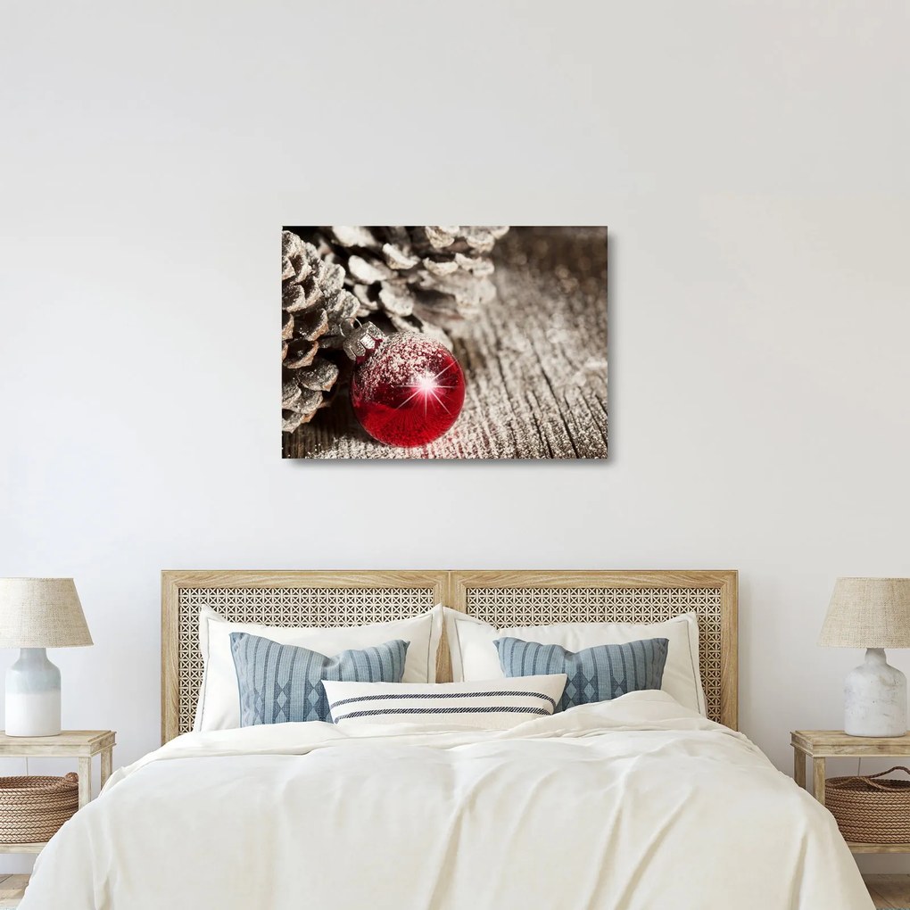 Tablou pe sticlă - Decorațiuni de Crăciun (70x50 cm)