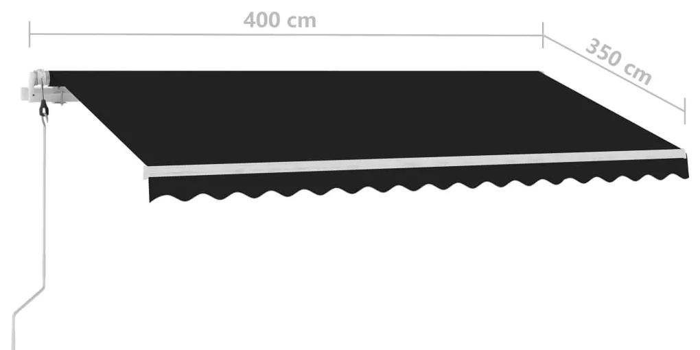 Copertina automata cu senzor vant  LED, antracit, 400x350 cm Antracit, 400 x 350 cm