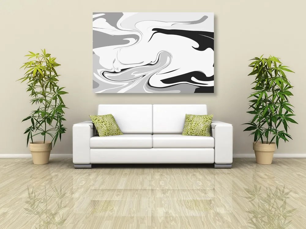Tablou model abstract de materiale în design alb-negru