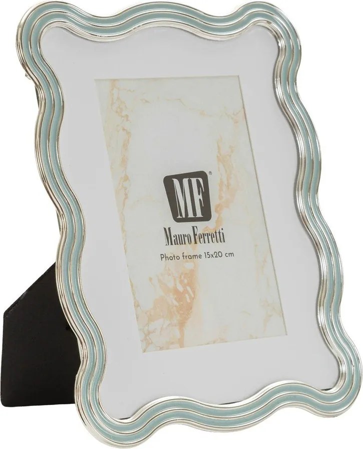 Ramă foto albastru-deschis/argintie cu picior de susținere din metal/din sticlă 17,5x22,5 cm Elizabeth – Mauro Ferretti