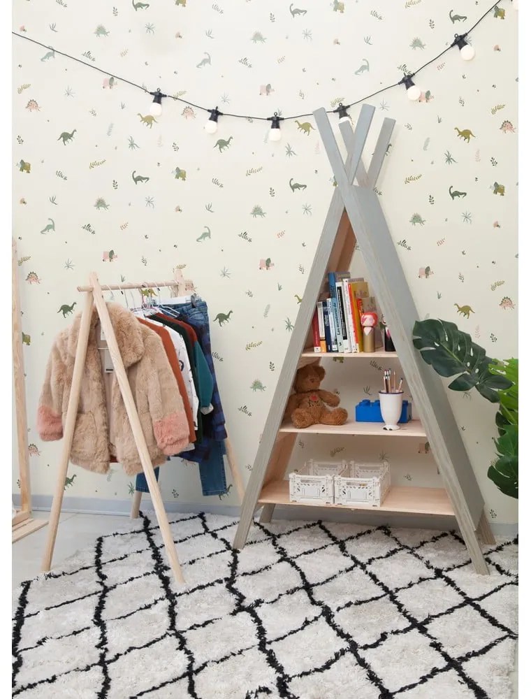 Bibliotecă din lemn de pin pentru copii Little Nice Things Teepee, gri