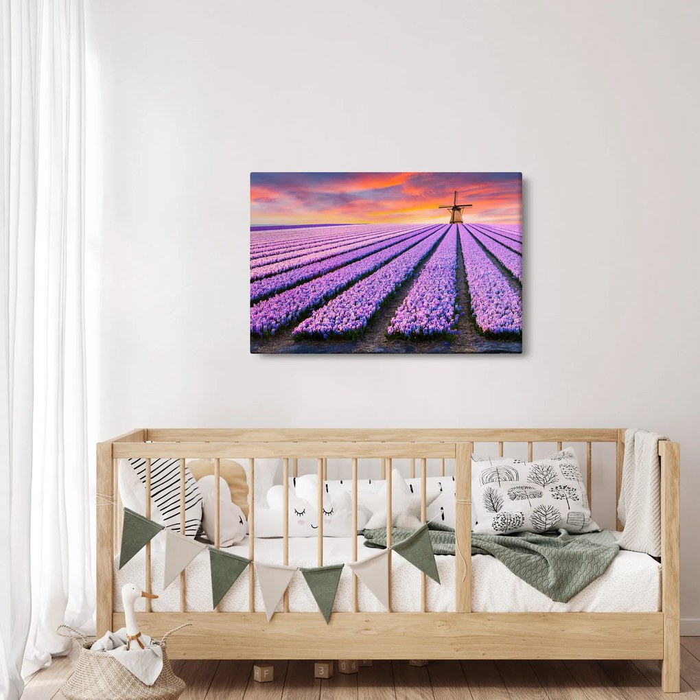 Tablou - ferma cu flori (90x60 cm)