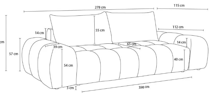 Canapea teracotă cu tapițerie din chenille 278 cm Everest – Bobochic Paris
