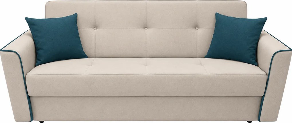 Canapea VERA extensibila, 3 locuri, lada de depozitare, stofa maro + bej deschis, 225x90x90 Maro, Stofa