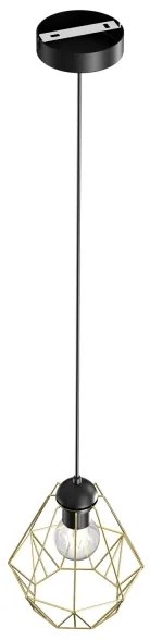 Lustră pe cablu BERGEN 1xE27/60W/230V neagră/aurie