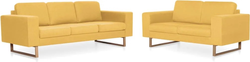 vidaXL Set de canapele, 2 piese, galben, material textil