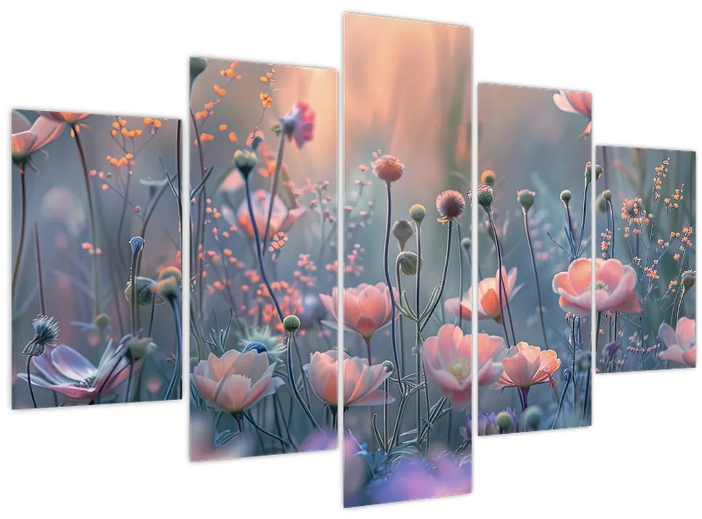 Tablou - Flori în culori pastelate (150x105 cm)