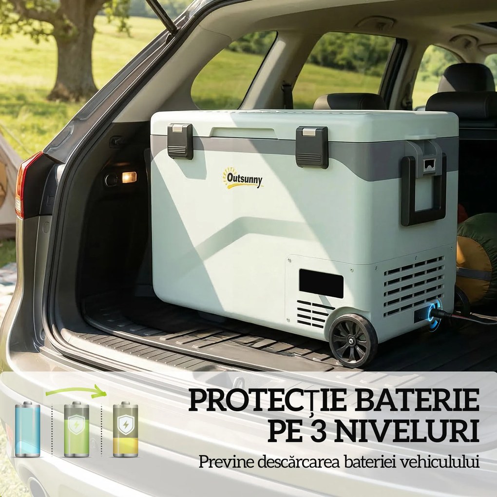 Outsunny Frigider Portabil 42,5L cu Compresor și Control prin Aplicație, -20℃ la 20℃ | Aosom Romania