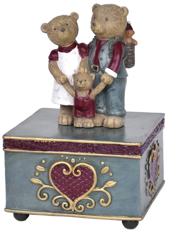 Decorațiune de Crăciun în formă de cutie cu ursuleți de pluș Ego Dekor