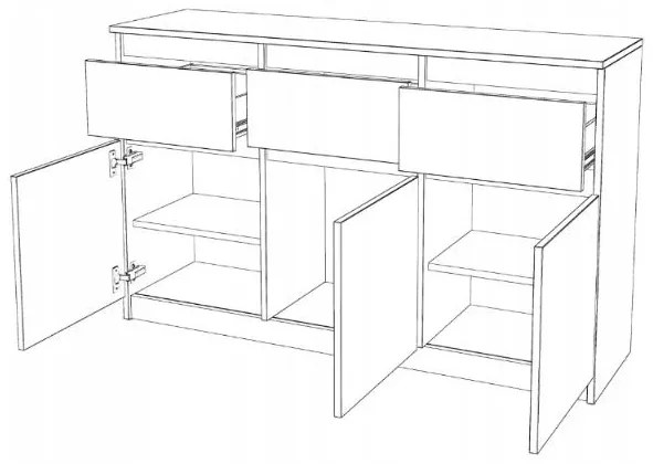 Comoda WASHINGTON 3S3F - Alb 120 cm - Practic si Modern