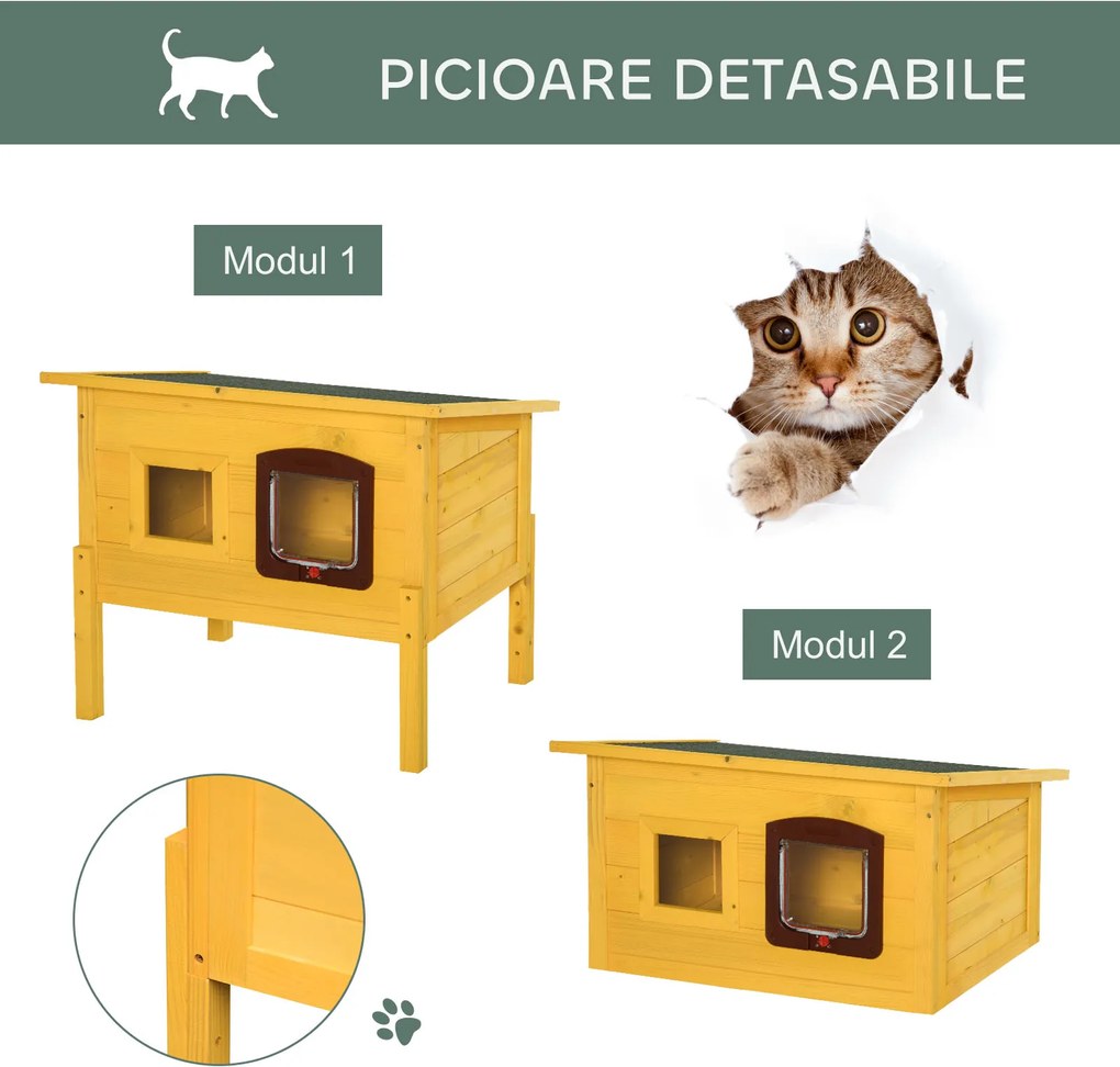 PawHut Cușcă pentru Animale Domestice din Lemn de Brad, 70x51.5x60cm | Aosom Romania