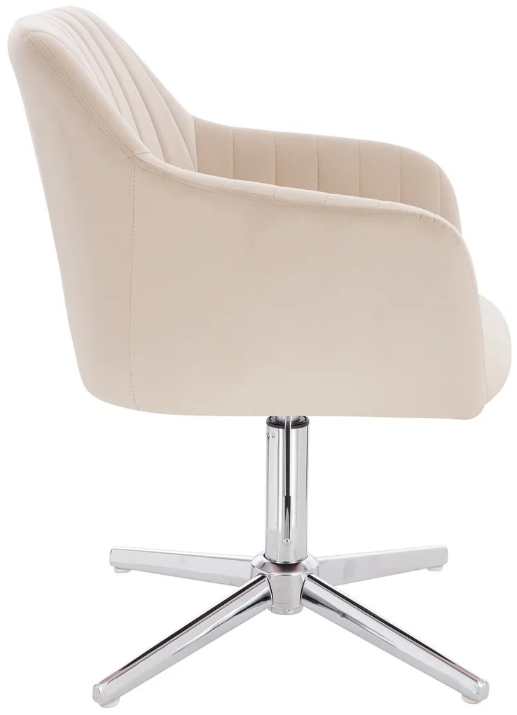 HR190CROSS Scaun Crem din Catifea cu Bază Cromata
