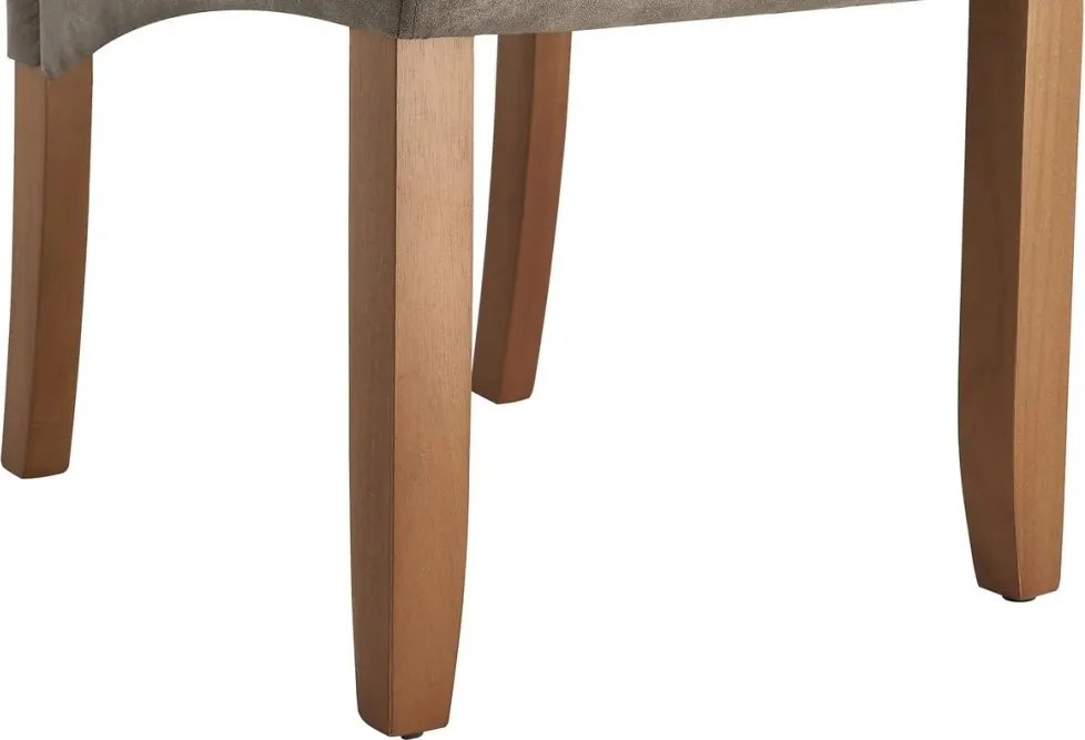 Set de 2 scaune CASA din microfibra taupe si picioare din lemn