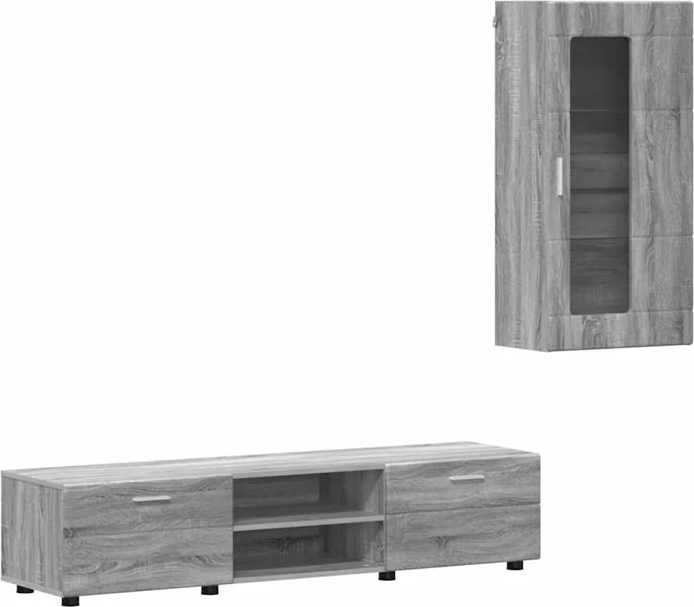 vidaXL Set comodă TV cu sertar cu raft FLORIN Gri Sonoma Lemn compozit