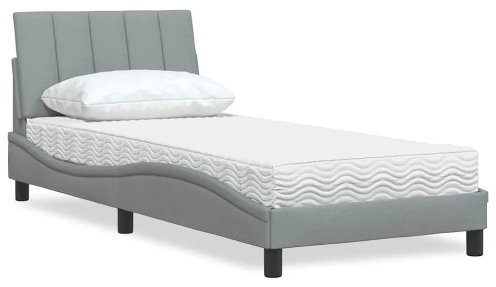 vidaXL Pat cu saltea, gri deschis, 80x200 cm, textil