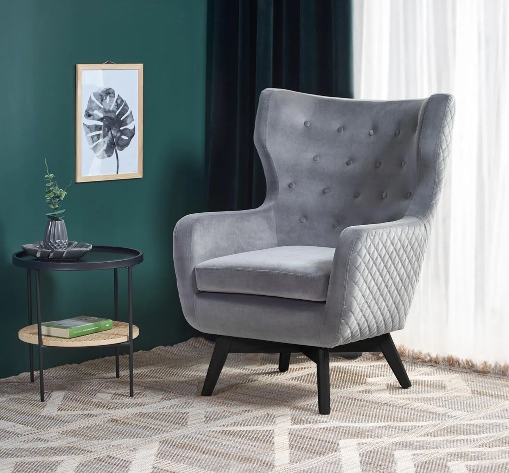 Fotoliu tapitat Marvel Velvet gri – H103 cm
