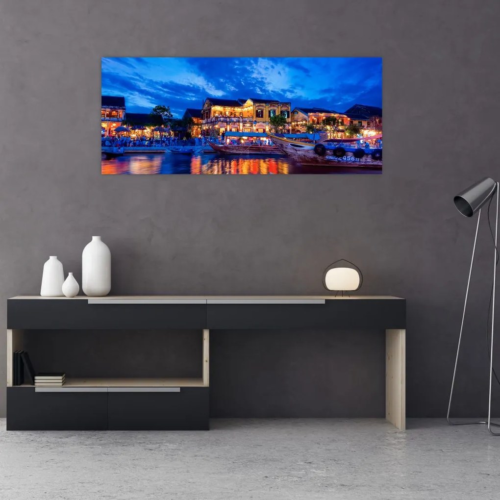 Tablou - Orașul de noapte Hoi An, Vietnam (120x50 cm)