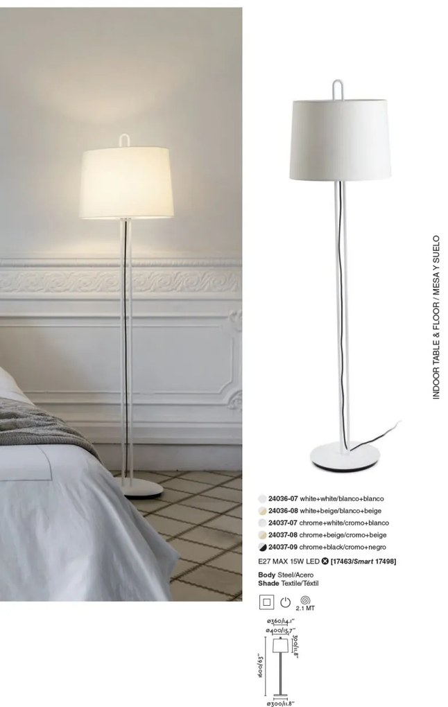 Lampadar / Lampa de podea moderna design elegant MONTREAL crom/bej