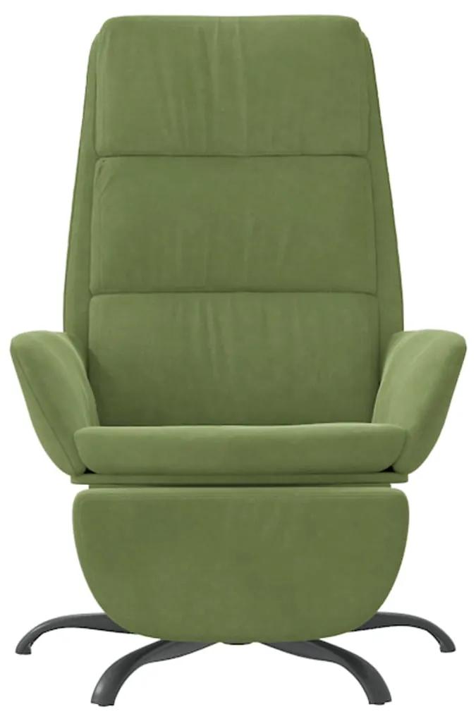 Scaun de relaxare cu taburet, verde deschis, catifea