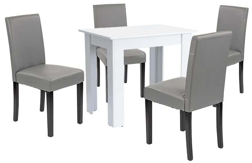 Set de masă Leon 4+1 alb-gri