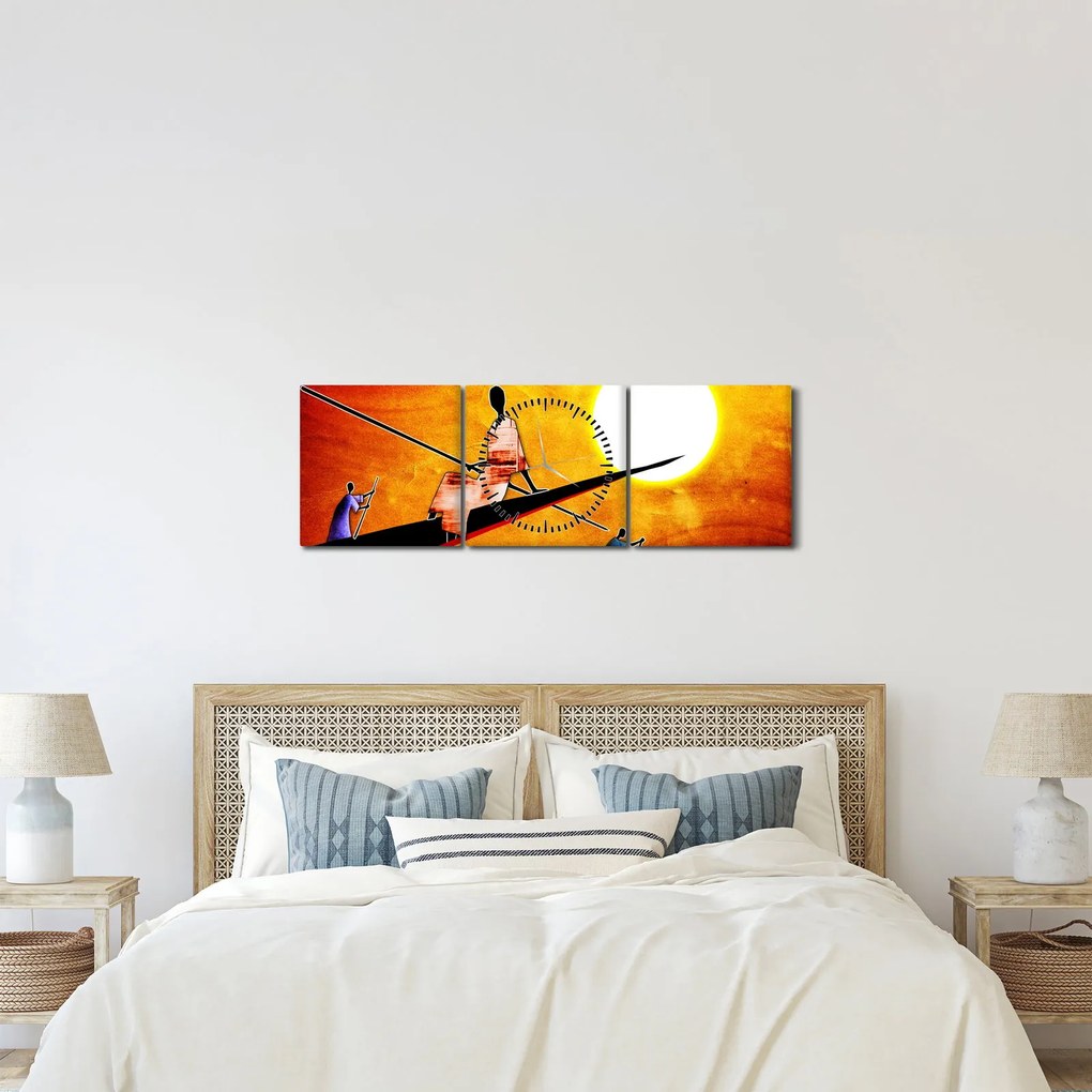 Tablou picturii epochale străveche (cu ceas) (90x30 cm)