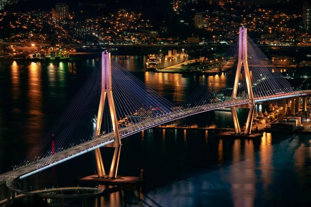 Tapet Premium Canvas - Podul luminat noaptea