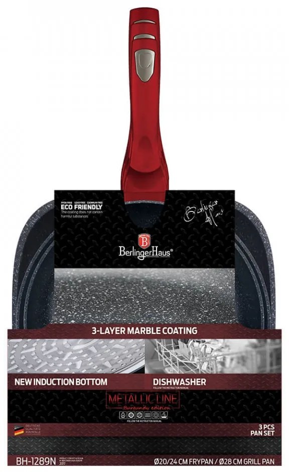 Set 3 tigai marmorate (3 straturi) Metalic Line Burgundy Berlinger Haus BH 1289N