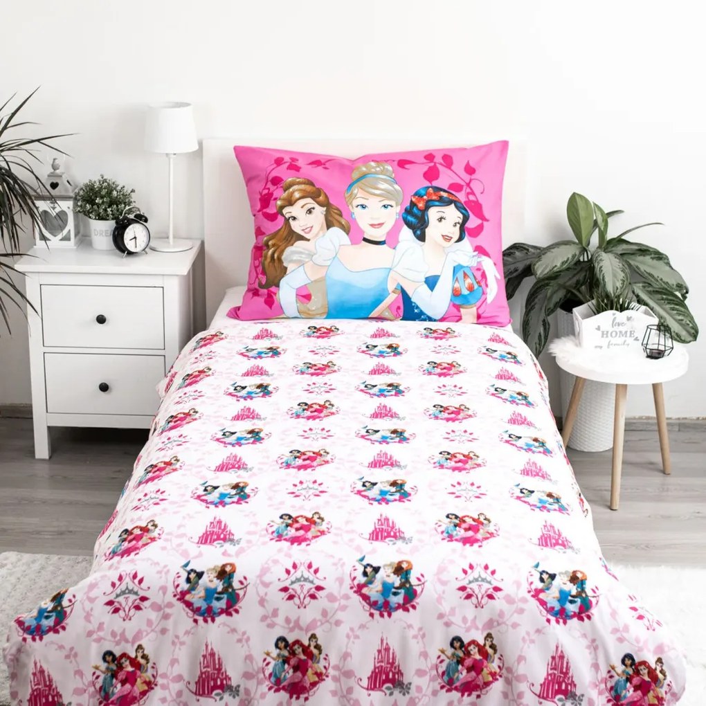 Prințesele Disney Heart set de lenjerie 140×200cm, 70×90 cm