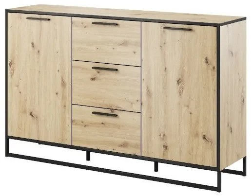 Comodă typ 864 Bryanna (Stejar artisan + Negru). 1041895