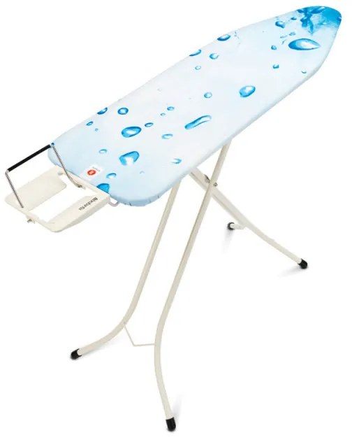 Masa de calcat Brabantia B 90300132, 124x38 cm, 7 pozitii de reglare, Suport fier de calcat, Alb/Albastru